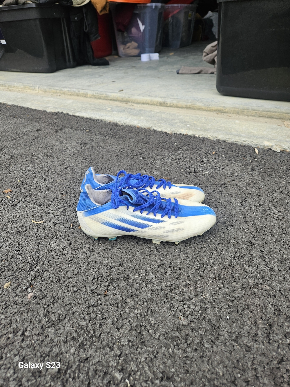 Adidas X Speedflow Soccer Cleats White Blue Men’s Size 7.5 FG Football Boots